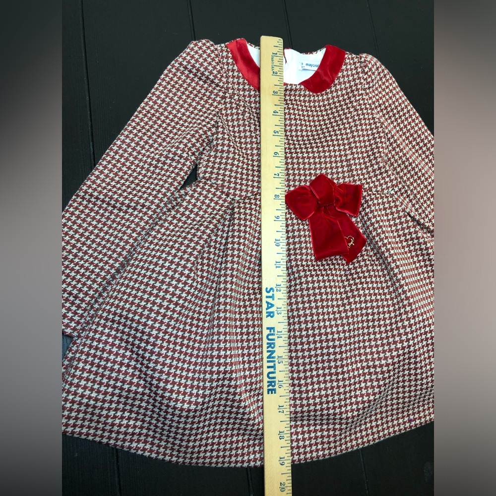Mayoral Red and Brown Houndstooth Dress - Picture 7 of 8